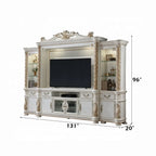 Baroque Bone White Entertainment Center - 131" with Side Piers and Touch Light Acme Furniture