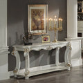 Baroque Bone White Sofa Table - 58" Rectangular with Scrolled Legs and Shelf Acme Furniture