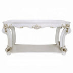 Baroque Bone White Sofa Table - 58" Rectangular with Scrolled Legs and Shelf Acme Furniture