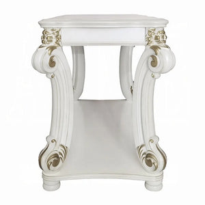 Baroque Bone White Sofa Table - 58" Rectangular with Scrolled Legs and Shelf Acme Furniture