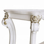 Baroque Bone White Sofa Table - 58" Rectangular with Scrolled Legs and Shelf Acme Furniture