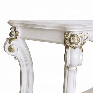 Baroque Bone White Sofa Table - 58" Rectangular with Scrolled Legs and Shelf Acme Furniture