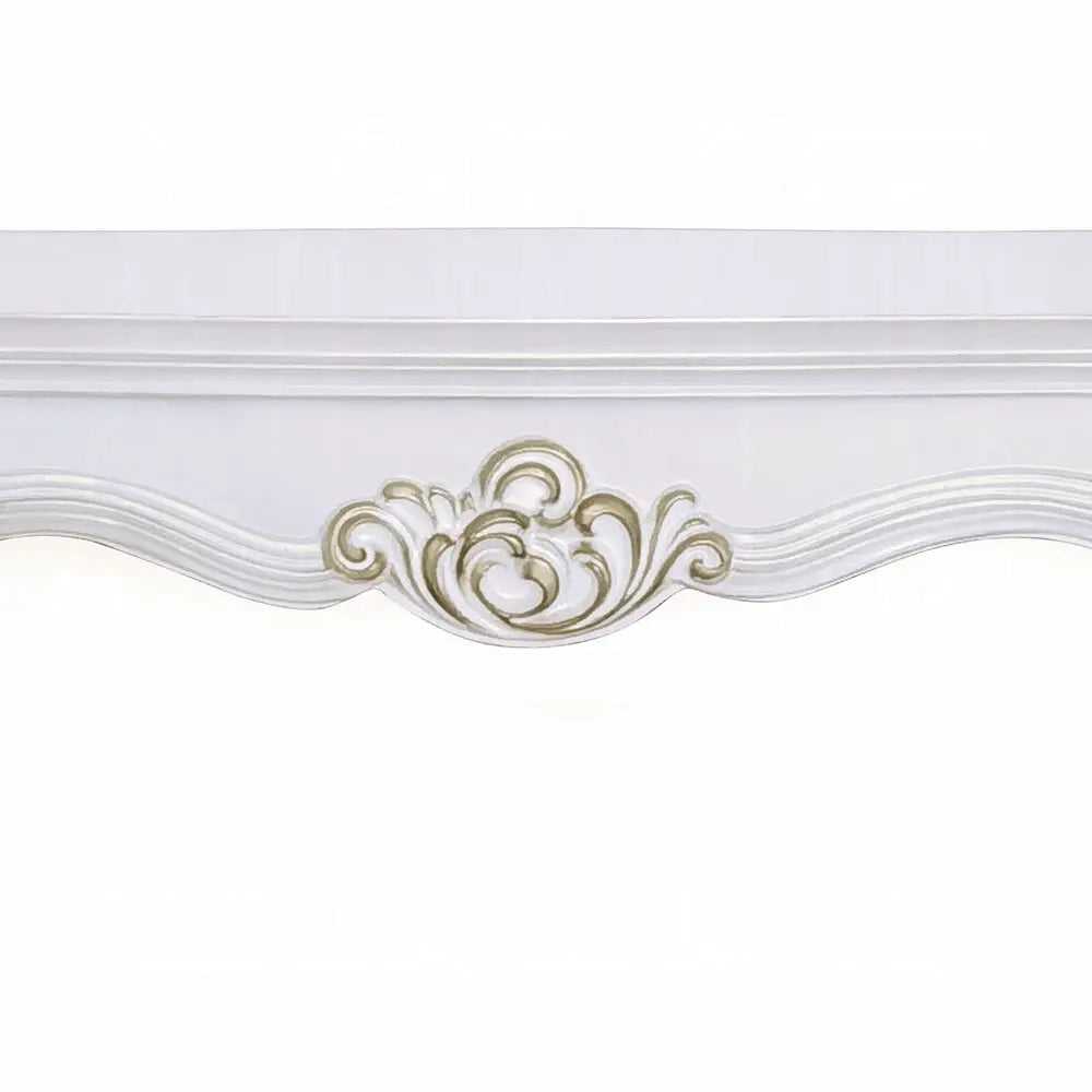 Baroque Bone White Sofa Table - 58" Rectangular with Scrolled Legs and Shelf Acme Furniture