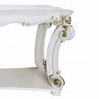 Baroque Bone White Sofa Table - 58" Rectangular with Scrolled Legs and Shelf Acme Furniture