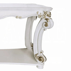 Baroque Bone White Sofa Table - 58" Rectangular with Scrolled Legs and Shelf Acme Furniture