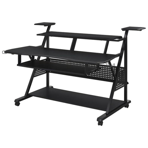 Music Desk Studio Recorder Producer Piano Table Keyboard Tray and Earphone Rack Metal and Wooden with Wheels