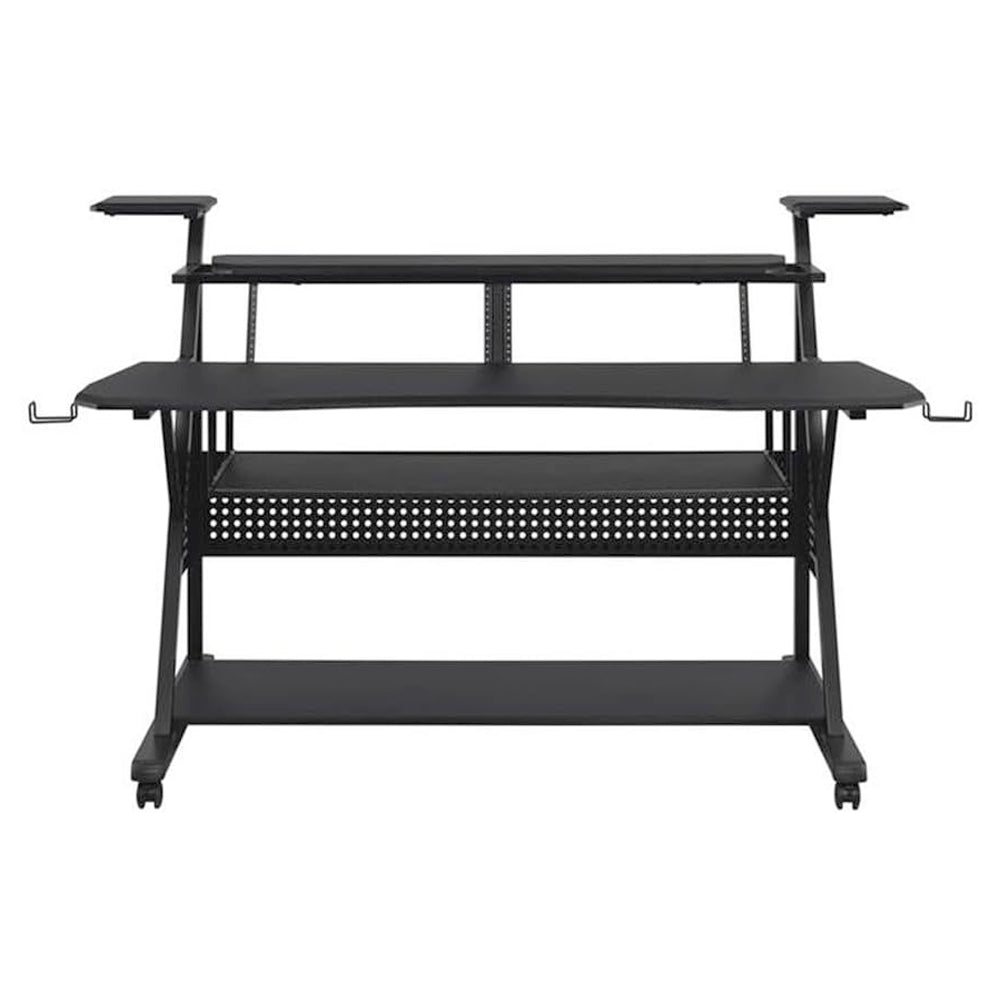 Music Desk Studio Recorder Producer Piano Table Keyboard Tray and Earphone Rack Metal and Wooden with Wheels
