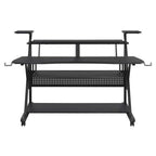 Music Desk Studio Recorder Producer Piano Table Keyboard Tray and Earphone Rack Metal and Wooden with Wheels