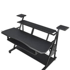 Music Desk Studio Recorder Producer Piano Table Keyboard Tray and Earphone Rack Metal and Wooden with Wheels