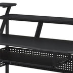 Music Desk Studio Recorder Producer Piano Table Keyboard Tray and Earphone Rack Metal and Wooden with Wheels
