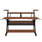 Metal and Wooden Music Desk with Wheels, Cherry and Black