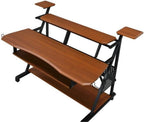 Metal and Wooden Music Desk with Wheels, Cherry and Black