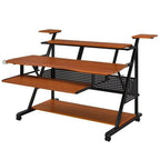 Metal and Wooden Music Desk with Wheels, Cherry and Black