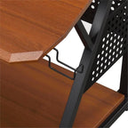 Metal and Wooden Music Desk with Wheels, Cherry and Black