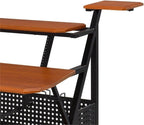 Metal and Wooden Music Desk with Wheels, Cherry and Black