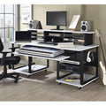 Music Desk, Included Wheels, Multiple Functional & Storage Spaces, in White and Black Finish