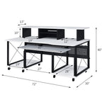 Music Desk, Included Wheels, Multiple Functional & Storage Spaces, in White and Black Finish