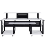Music Desk, Included Wheels, Multiple Functional & Storage Spaces, in White and Black Finish
