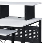 Music Desk, Included Wheels, Multiple Functional & Storage Spaces, in White and Black Finish