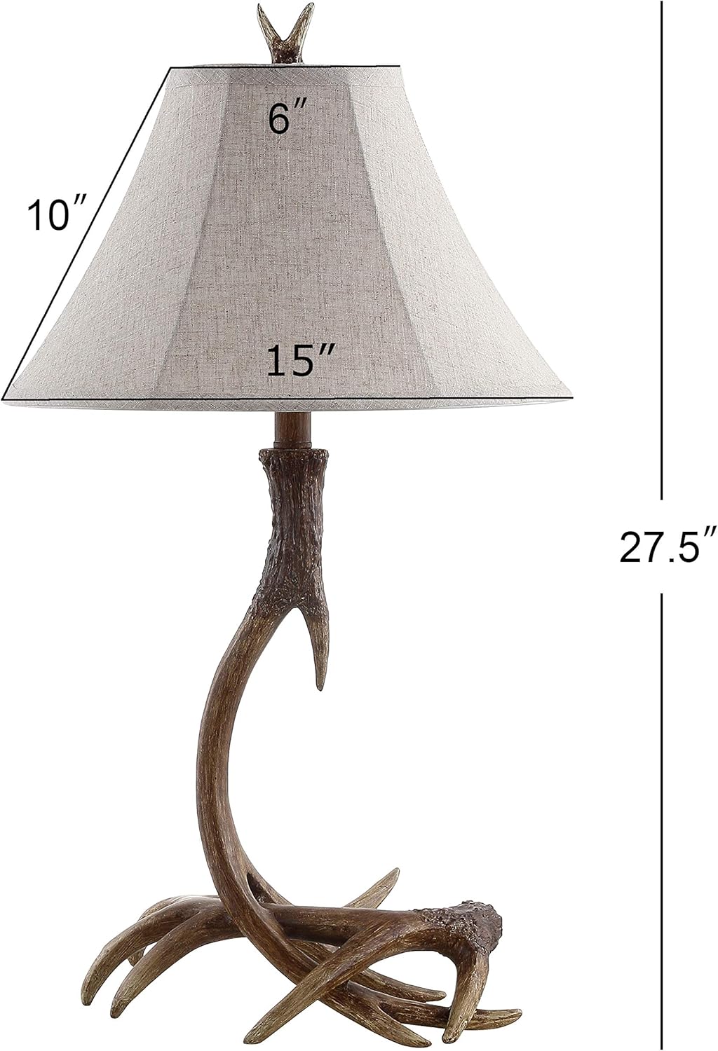 Rustic Antler Table Lamp 27.5", Farmhouse Lodge Cabin Decor for Living Room Bedroom, Resin Bedside Nightstand End Table Lamp with Linen Shade