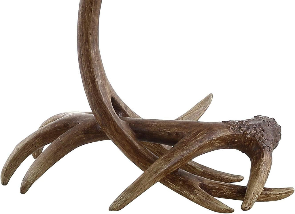 Rustic Antler Table Lamp 27.5", Farmhouse Lodge Cabin Decor for Living Room Bedroom, Resin Bedside Nightstand End Table Lamp with Linen Shade