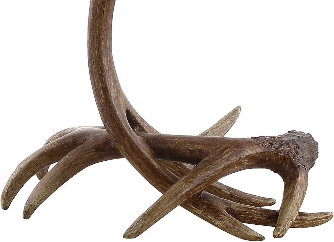 Rustic Antler Table Lamp 27.5", Farmhouse Lodge Cabin Decor for Living Room Bedroom, Resin Bedside Nightstand End Table Lamp with Linen Shade