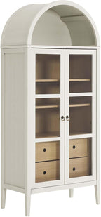 Modern Farmhouse 71 Inch Tall Arched Storage Display Cabinet in Black Oak
