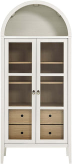 Modern Farmhouse 71 Inch Tall Arched Storage Display Cabinet in Black Oak