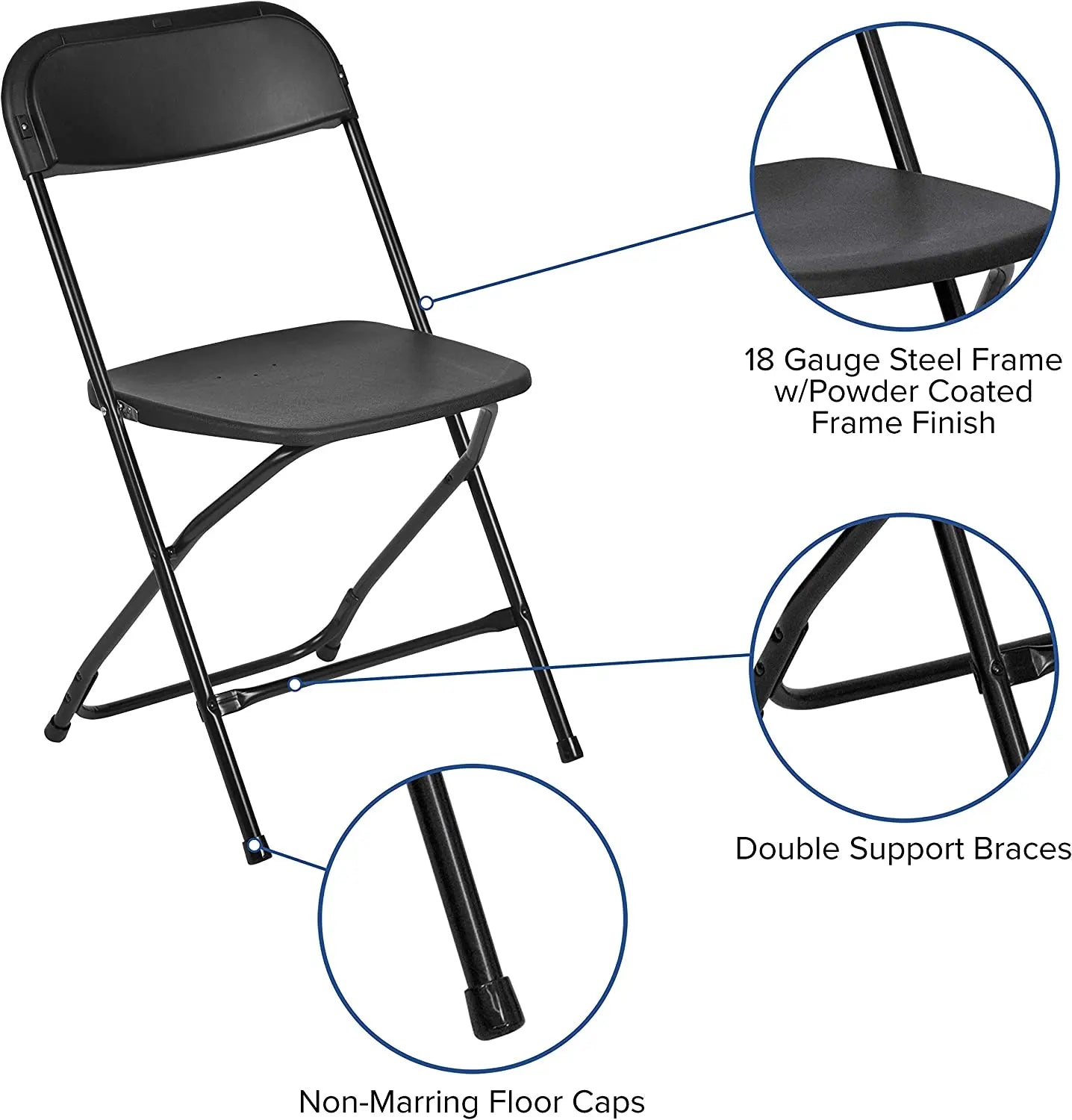 Set of 10 Pack Plastic Folding Chair, Indoor Outdoor Portable Stackable Commercial Seat with Steel Frame Shopmurai