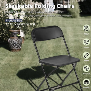 Set of 10 Pack Plastic Folding Chair, Indoor Outdoor Portable Stackable Commercial Seat with Steel Frame Shopmurai