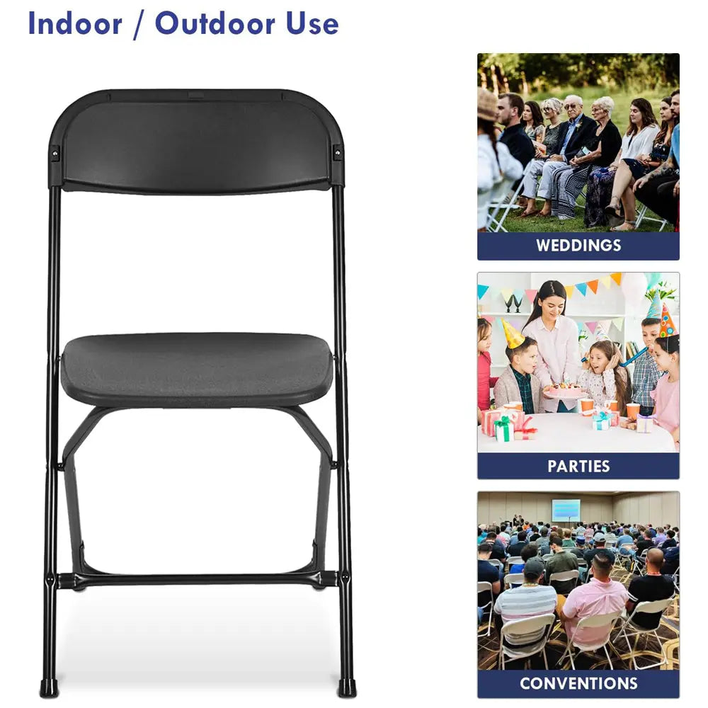 Set of 10 Pack Plastic Folding Chair, Indoor Outdoor Portable Stackable Commercial Seat with Steel Frame Shopmurai