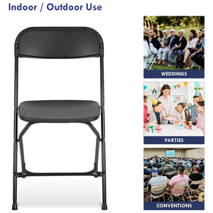 Set of 10 Pack Plastic Folding Chair, Indoor Outdoor Portable Stackable Commercial Seat with Steel Frame Shopmurai