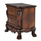 Victorian Dark Mahogany Nightstand with Ornate Carvings and 2 Drawers Acme Furniture