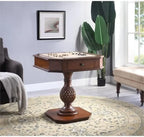 Luxury Handcrafted Wood Chess Table with Storage Drawer – Elegant Carved Pedestal Game Table Acme Furniture