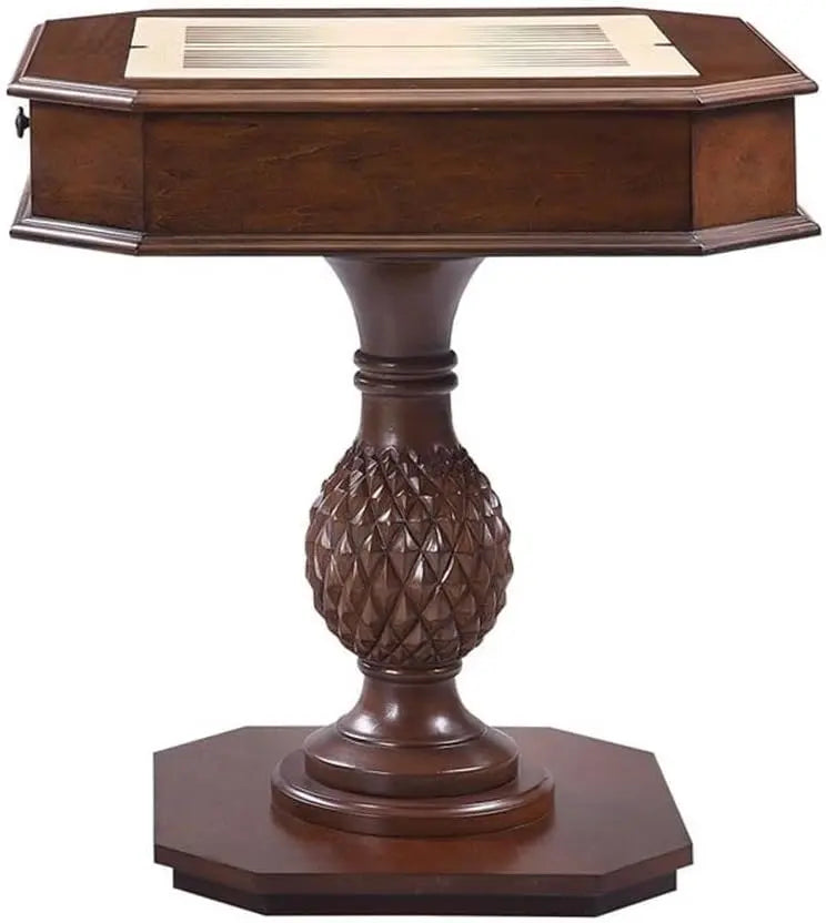 Luxury Handcrafted Wood Chess Table with Storage Drawer – Elegant Carved Pedestal Game Table Acme Furniture