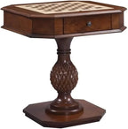 Luxury Handcrafted Wood Chess Table with Storage Drawer – Elegant Carved Pedestal Game Table Acme Furniture