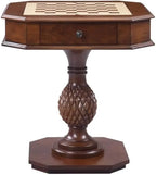Luxury Handcrafted Wood Chess Table with Storage Drawer – Elegant Carved Pedestal Game Table Acme Furniture