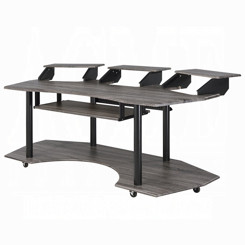 Music Recording Studio Desk in Black Oak