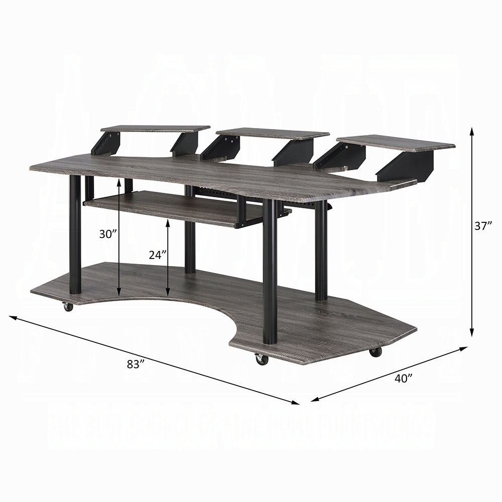 Music Recording Studio Desk in Black Oak
