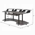 Music Recording Studio Desk in Black Oak