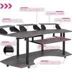 Music Recording Studio Desk in Black Oak