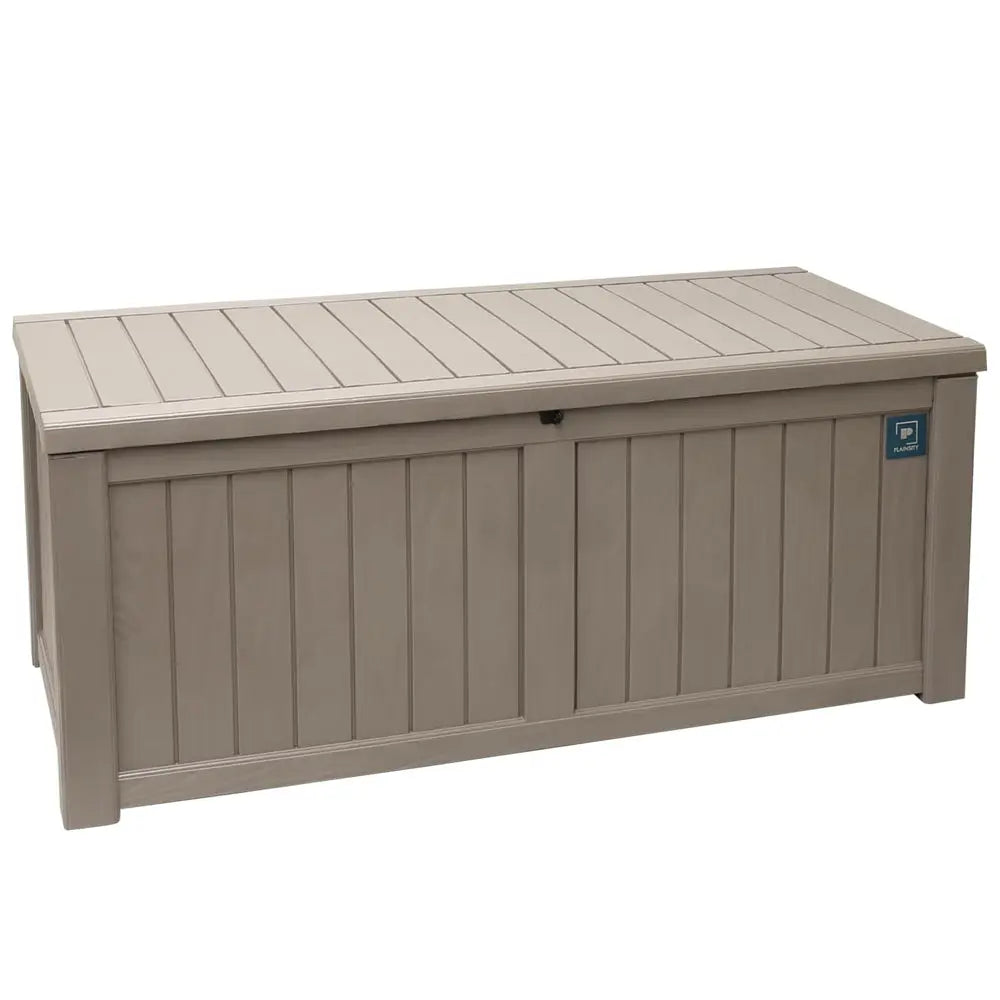 120 Gallon Outdoor Storage Box, Rain Waterproof Resin Deck Box, Lockable Large Storage Container for Patio Furniture, Cushions, Garden Tools, Sports Equipment and Pool Supplies Taupe Shopmurai
