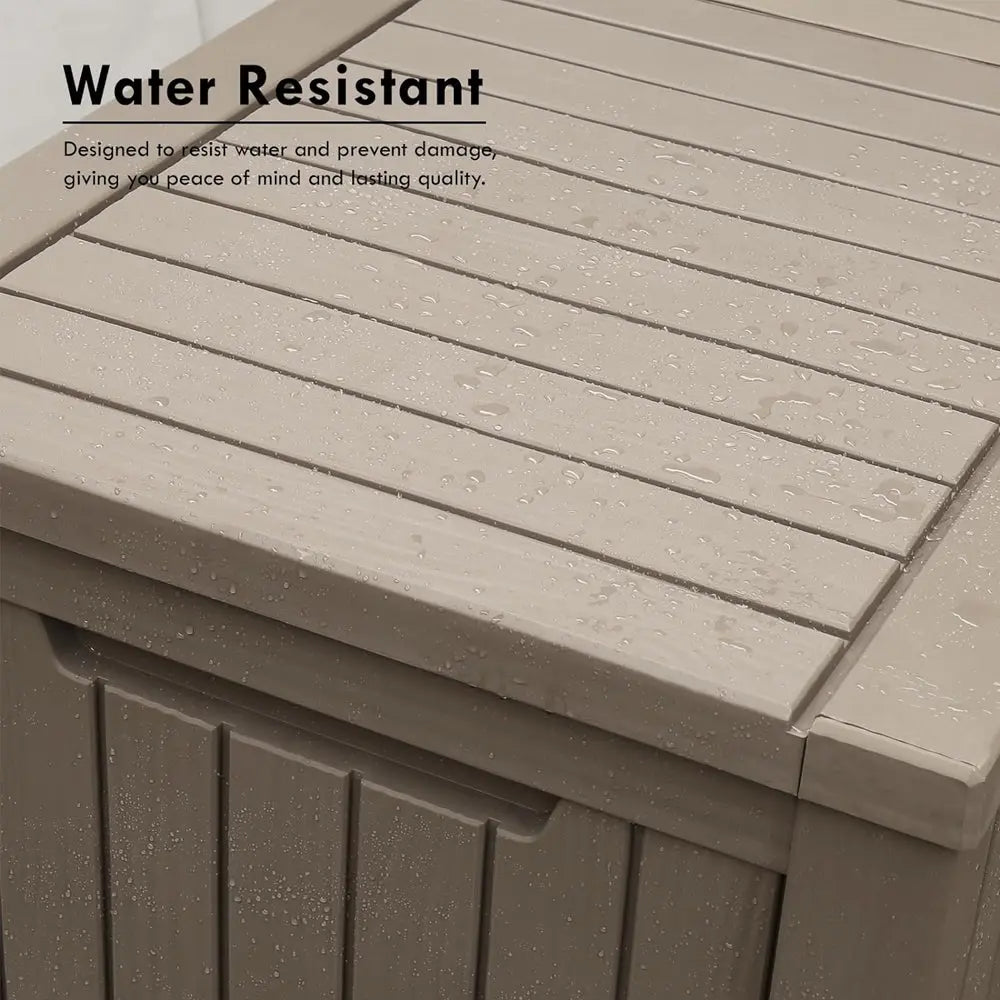 120 Gallon Outdoor Storage Box, Rain Waterproof Resin Deck Box, Lockable Large Storage Container for Patio Furniture, Cushions, Garden Tools, Sports Equipment and Pool Supplies Taupe Shopmurai