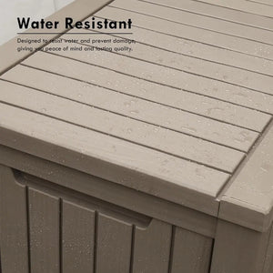 120 Gallon Outdoor Storage Box, Rain Waterproof Resin Deck Box, Lockable Large Storage Container for Patio Furniture, Cushions, Garden Tools, Sports Equipment and Pool Supplies Taupe Shopmurai