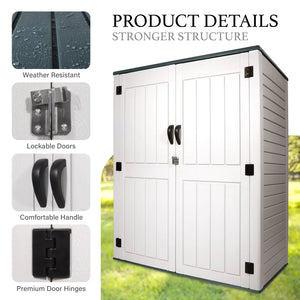 52 Cu.Ft Outdoor Storage Shed Resin Patio Garden Shed w/ Lockable Door Shopmurai