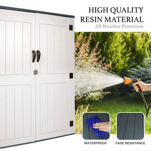 52 Cu.Ft Outdoor Storage Shed Resin Patio Garden Shed w/ Lockable Door Shopmurai