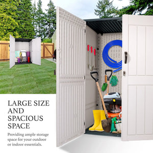 52 Cu.Ft Outdoor Storage Shed Resin Patio Garden Shed w/ Lockable Door Shopmurai
