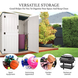 52 Cu.Ft Outdoor Storage Shed Resin Patio Garden Shed w/ Lockable Door Shopmurai