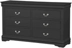 Louis Philippe III 6-Drawer Dresser, Classic Wooden Bedroom Storage Acme Furniture