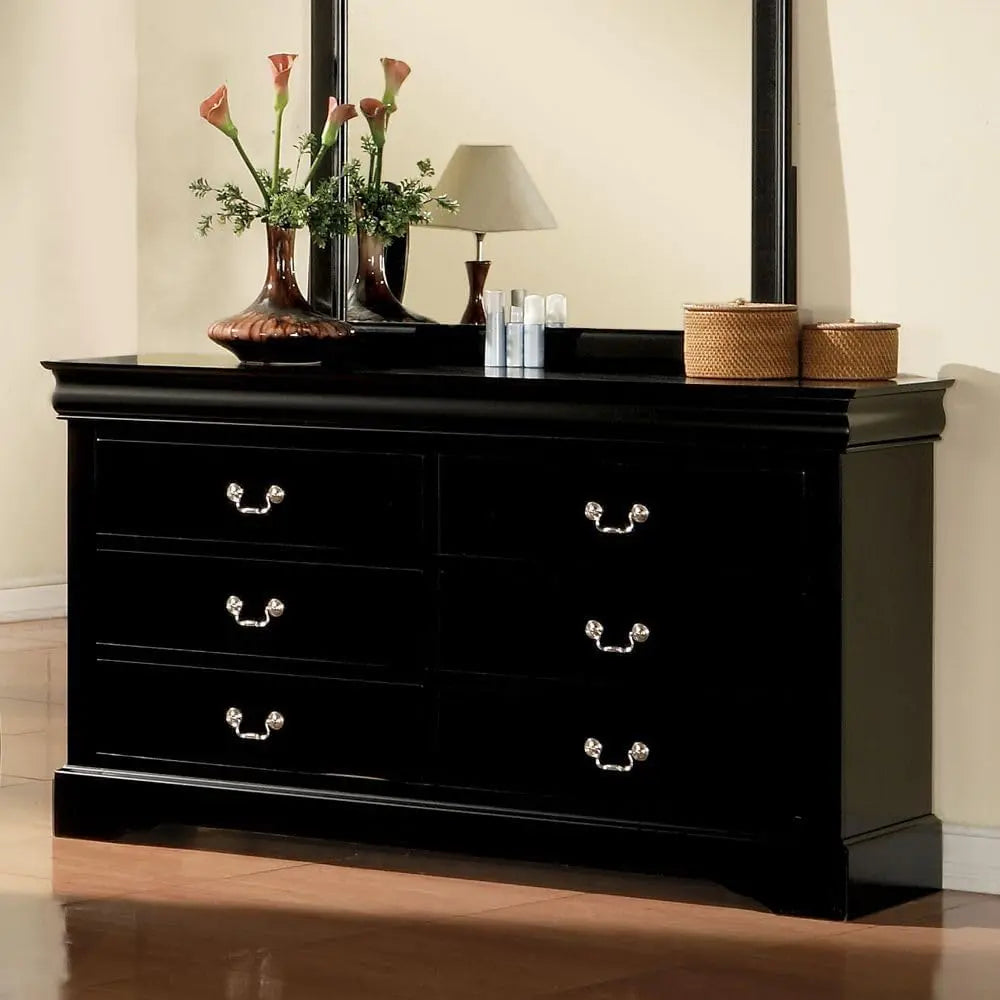 Louis Philippe III 6-Drawer Dresser, Classic Wooden Bedroom Storage Acme Furniture